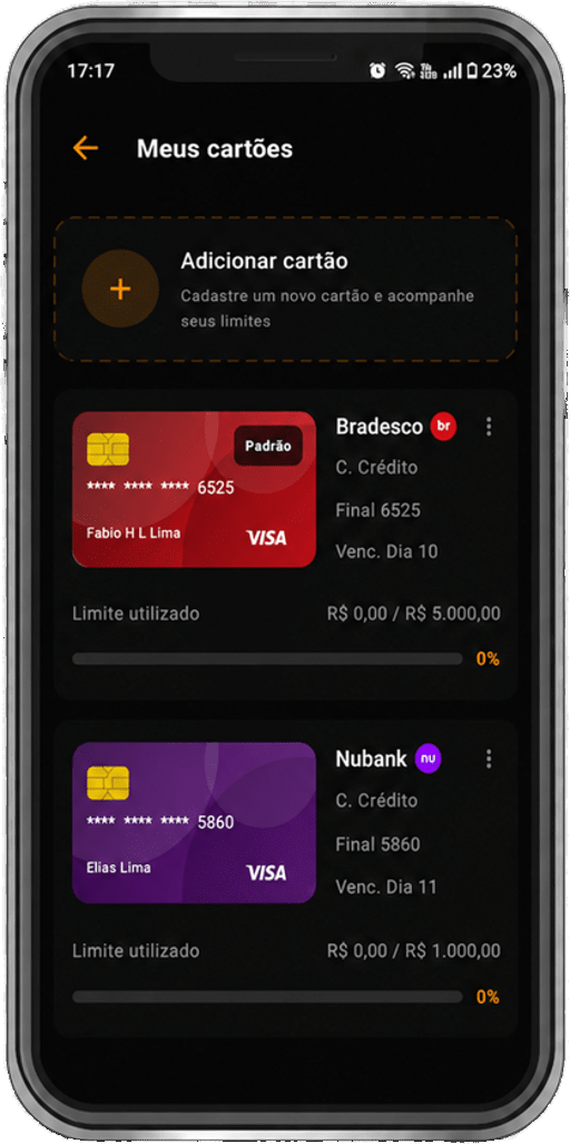 Tela do CardHub
